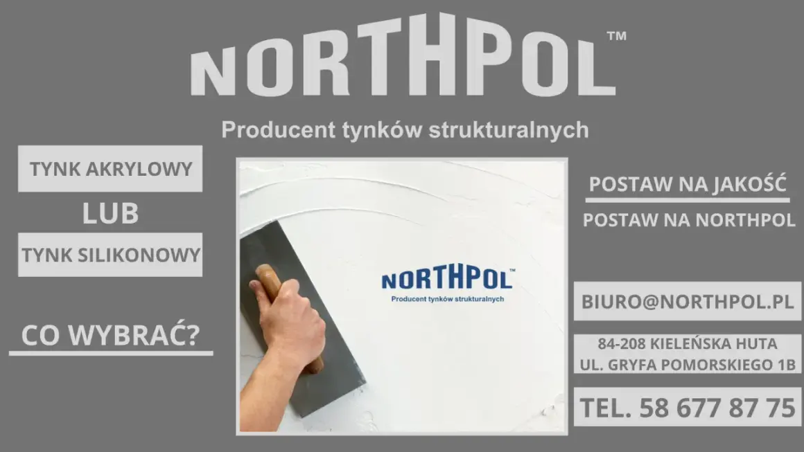 Ręka nakłada tynk na ścianę. Wybór: tynk akrylowy czy silikonowy? NORTHPOL.
